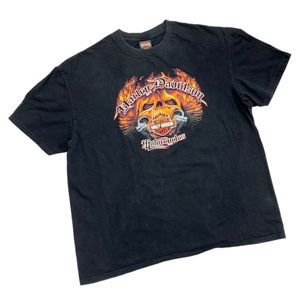 Harley Davidson Honolulu Hawaii Skull Flames Shirt Size 2XL